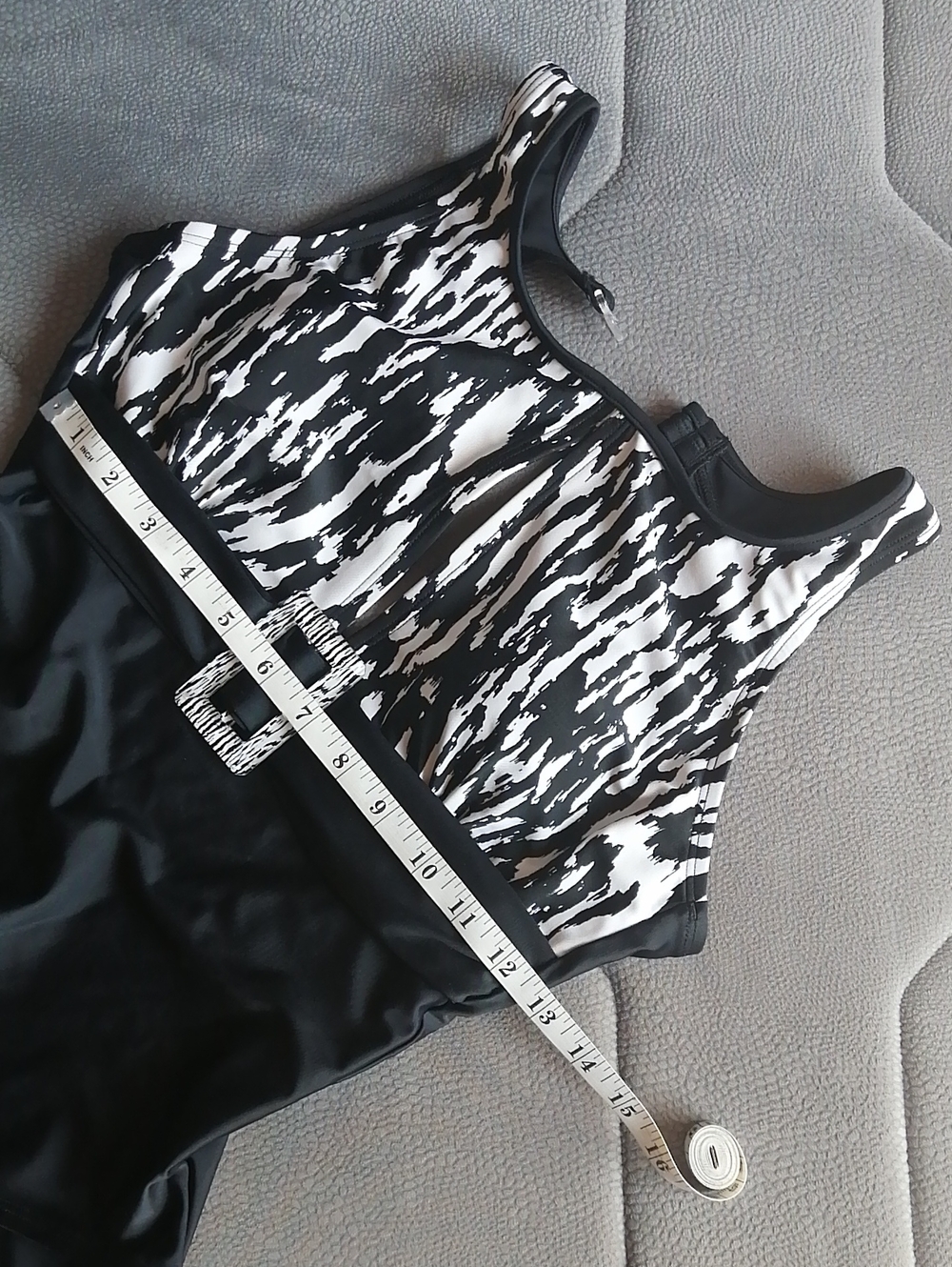 Abstract Zebra Pattern Black White One-piece Swimsuit Aquatic Fitness Aerobics - Picture 8 of 13